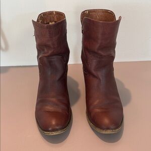 Franco Sarto Brown Leather Mission Heeled Booties